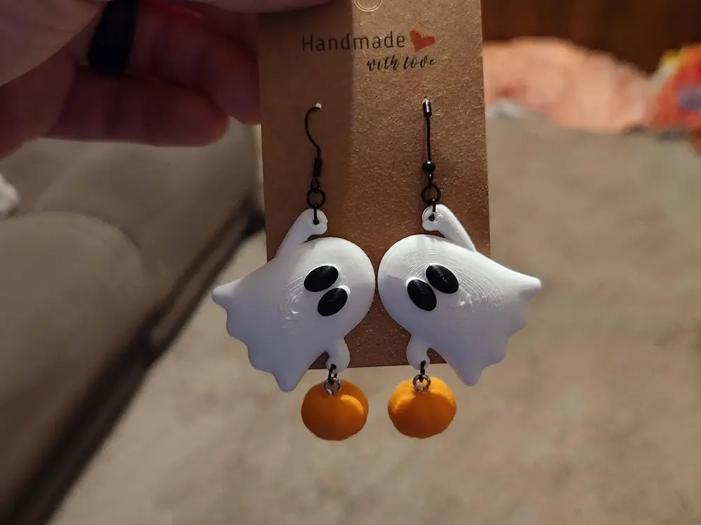 Hanging Ghost Pumpkin Earrings