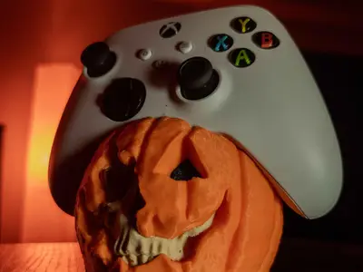 Decaying Pumpkin Skull Controller Stands