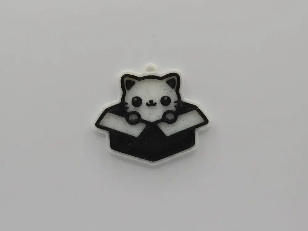 Cute Cat in a Box Keychain