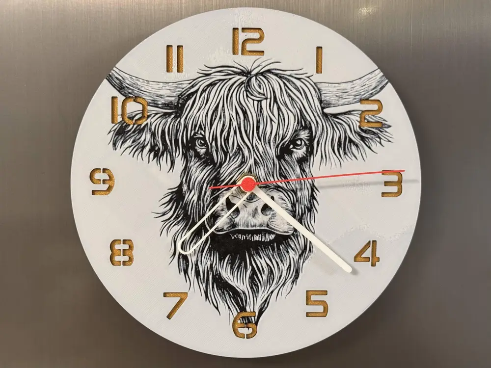 wall / desk clock highland cow