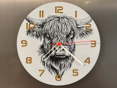 wall / desk clock highland cow