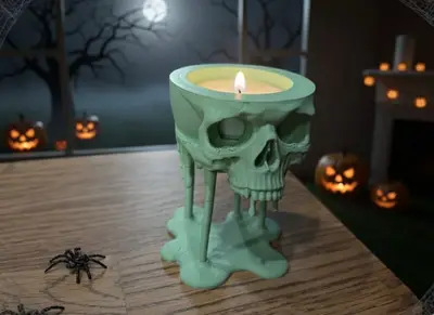 Melting skull candle