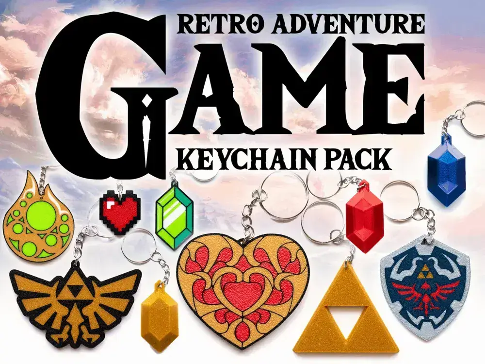 The Legend of Zelda Keychain Pack! - Royal Hyrule Crest, BOTW and TOTK Heart Container, 2D Rupee