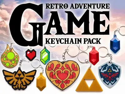 The Legend of Zelda Keychain Pack! - Royal Hyrule Crest, BOTW and TOTK Heart Container, 2D Rupee