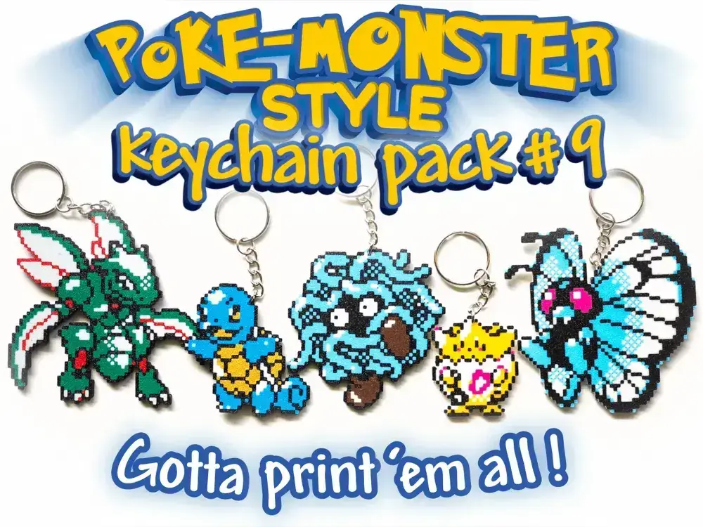 Pokemon Keychain Pack #9 Scyther, Squirtle, Tangela, Togepi and Butterfree