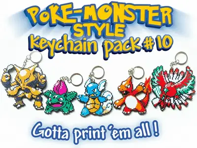 Pokemon Keychain Pack #10 Charmeleon, Ivysaur, Wartortle, Alakazam and Ho-oh