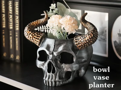 Horned Skull Bowl / Vase / Planter