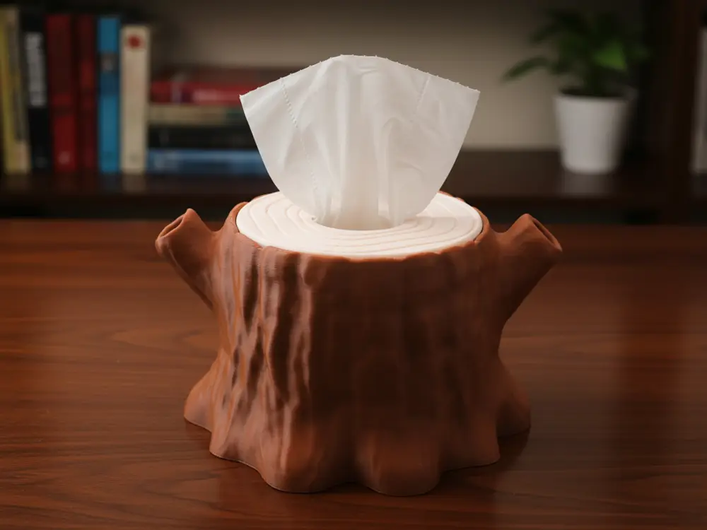 Stump Tissue Box/ Trash Can