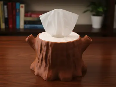 Stump Tissue Box/ Trash Can