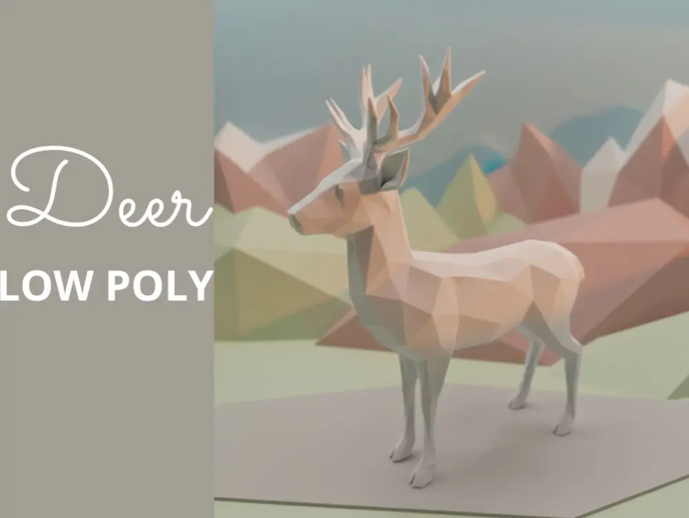 White Low Poly Deer