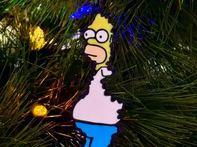 Homer Simpson in the Bush meme Christmas Ornament