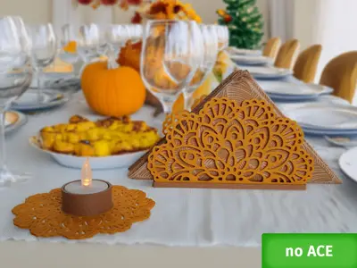 Set of autumn table decorations - napkin holder & candlestick - no ACE