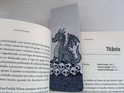 Dragon on skulls bookmark hueforge