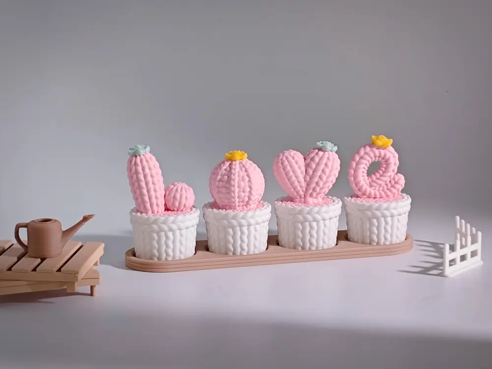 LOVE · 针织仙人球摆件 ｜螺纹组装｜免支撑易打印 Knitted Cactus Sculpture | Ribbed Assembly | No Support