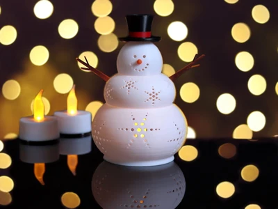 Happy Snowman Lamp / Tealight holder / Lantern