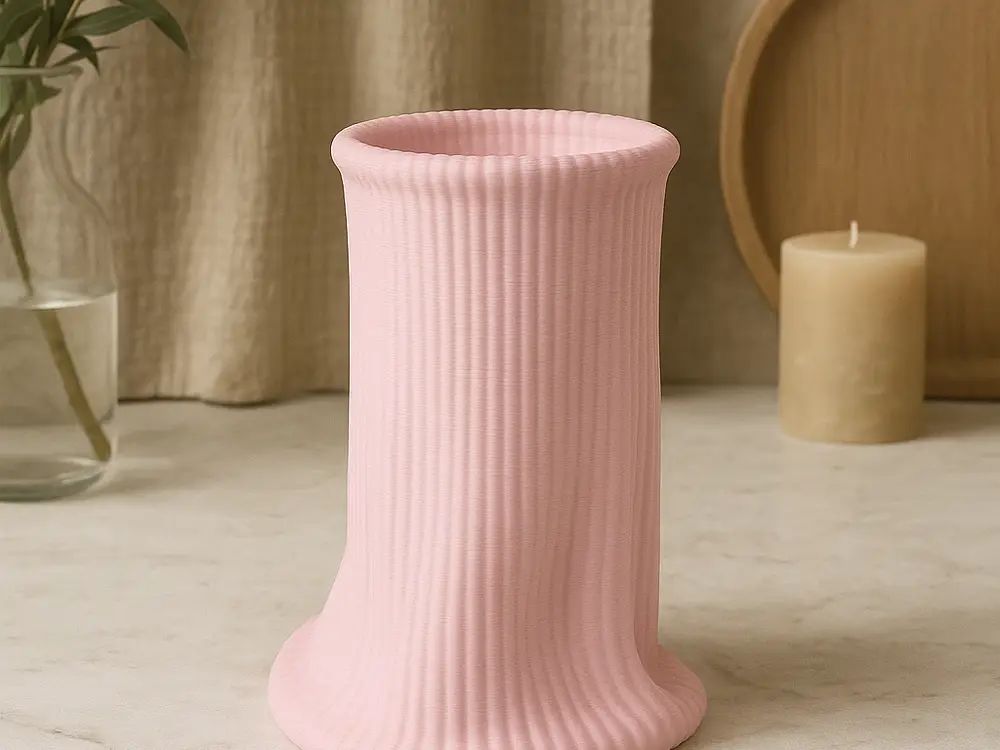 Melted Pink Ripple Vase