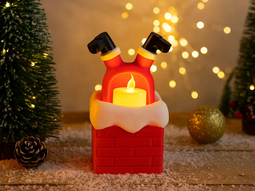 Santa Stuck in Chimney Candle Holder