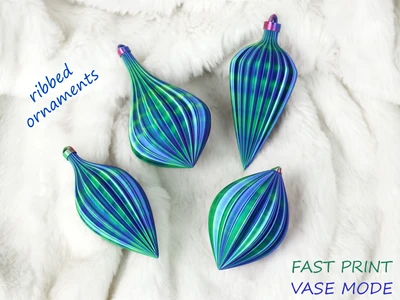 Ribbed Christmas Ornaments / Baubles in Vase Mode
