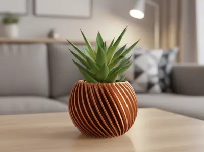Spiral Planter – Ribbed Decorative Pot - No support required