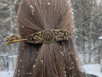 Aztec Sun Stone Hair Pin / Brooch