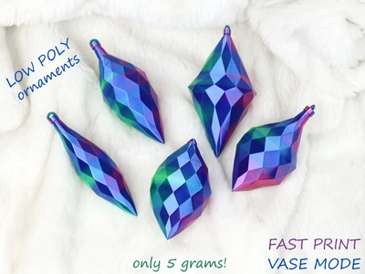Low Poly Christmas Ornaments / Baubles in Vase Mode