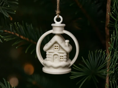 WOODEN HOUSE CHRISTMAS ORNAMENT