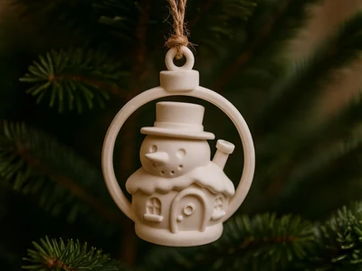 SNOWMAN HOUSE ORNAMENT / CHRISTMAS DECOR