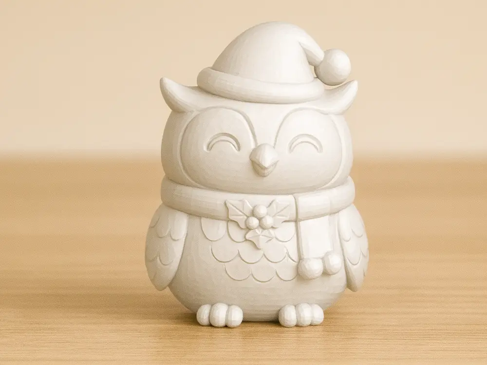 Christmas Owl – Cute Holiday 3D Figurine