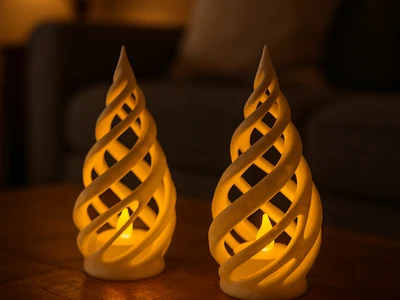 ABSTRACT SWIRL CHRISTMAS TREES / LED TEALIGHT / MINIMAL