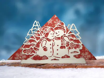 Christmas napkin holder - snowmen in love