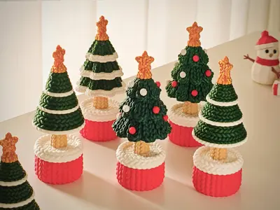 Knitted Christmas Tree Collection  针织圣诞树合集 摆件｜螺纹组装｜免支撑易打印
