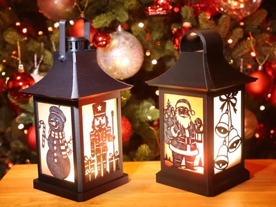 The Xmas Modular Lantern - Concave Chamfered Top, 4 Skirts and Xmas Inserts