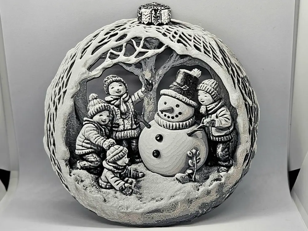 Childhood in the Snow - Christmas Bauble Ornament