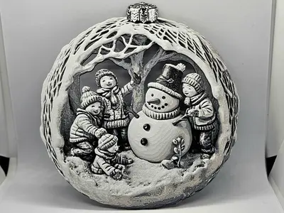 Childhood in the Snow - Christmas Bauble Ornament