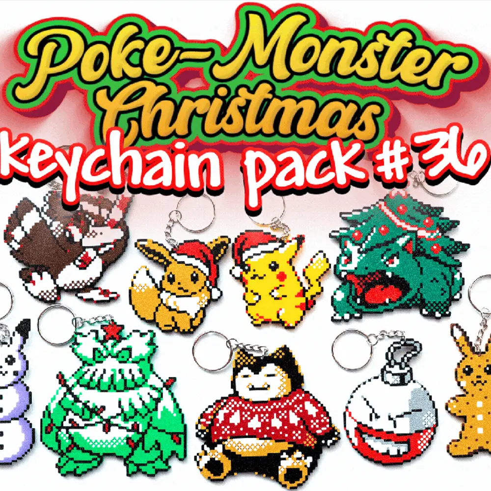 Poke-Monster Keychain Pack #36 - Christmas Pikachu