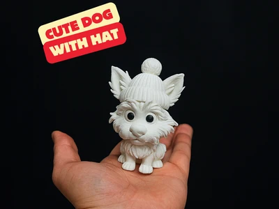 CUTE DOG WITH HAT - SCULPTURE / MINIATURE