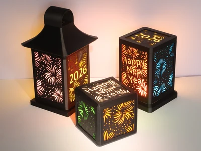 The Modular Lantern - Chamfered Cube, Flat Tops & Happy New Year Inserts
