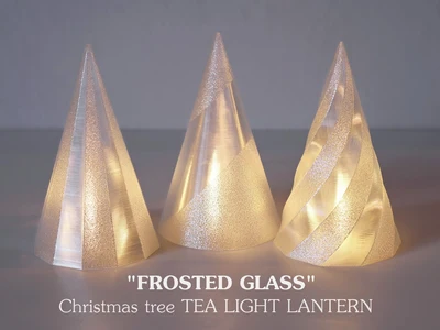"Frosted Glass" Christmas Tree Tealight Lantern Set