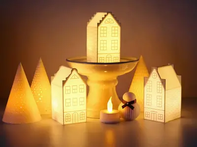 Christmas Townhouse Lantern Set