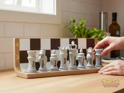 Chess Spice Set – Wall Display + Countertop Stand