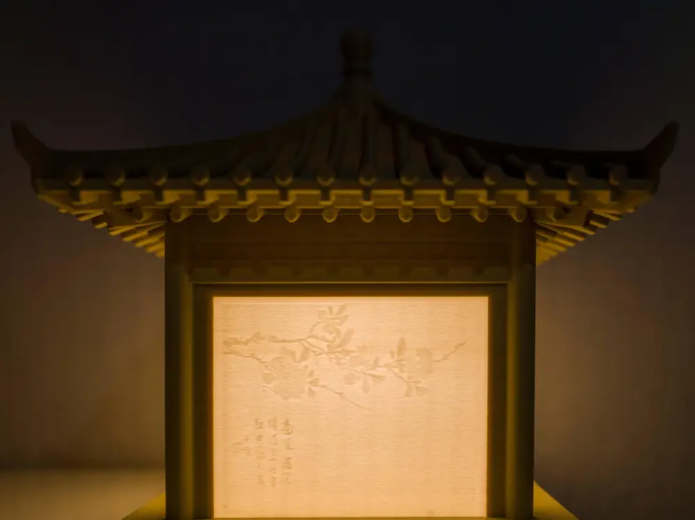 古建筑灯——国画花卉灯罩