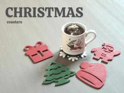 Christmas Coaster Set - 5 Festive Shapes