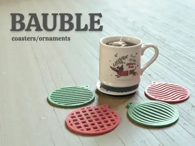 Round Bouble Ornaments - Christmas Coasters Set