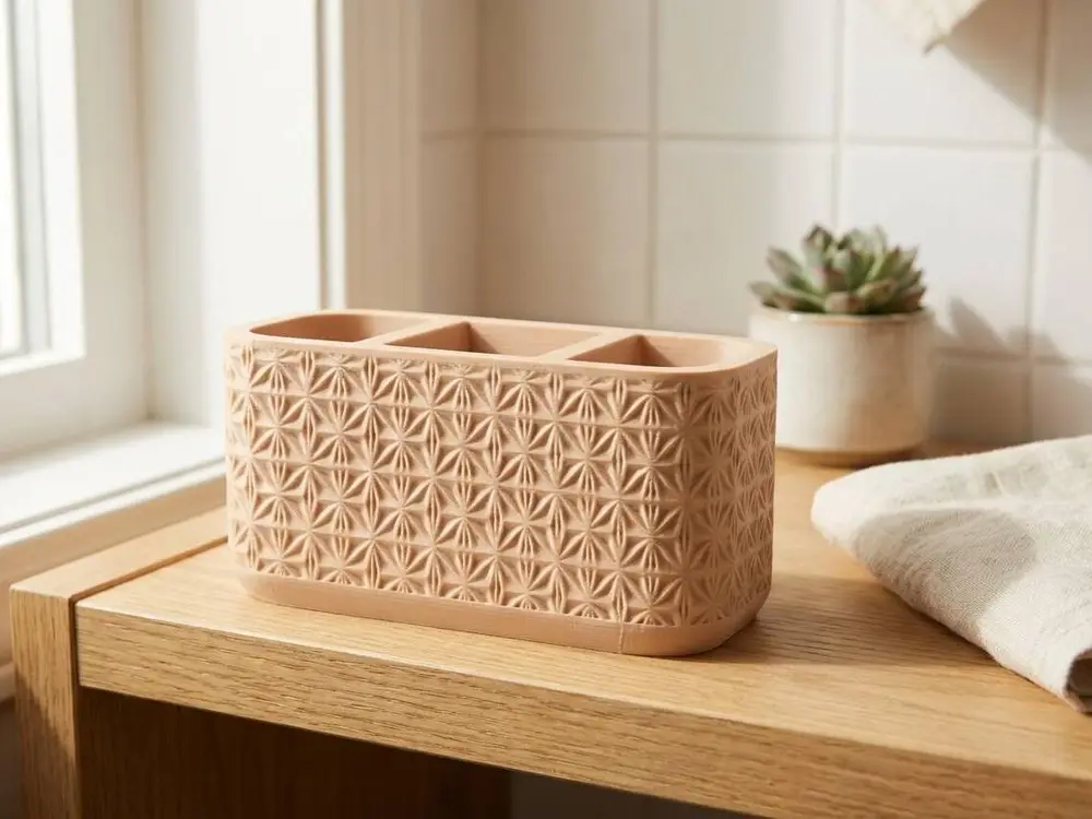 Textured Desk Organizer with Geometric Pattern