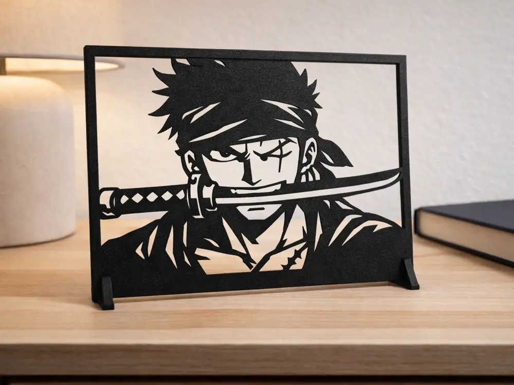 quadro zoro one piece silhouette wall art NO ACE