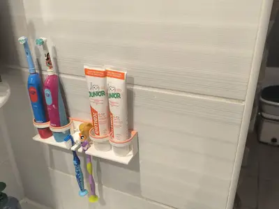 Wall Mounted Kids Toothbrush & Toothpaste Holder | Bathroom Organizer | 3D Print