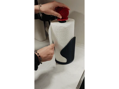 Kitchen Paper Towel Holder with Anti-Spin Lock + Customizable Topper (No Extra Hardware)