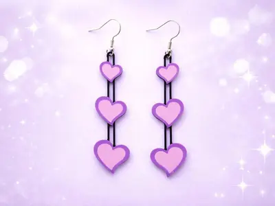Triple Heart Drop Earrings - Valentine's Day