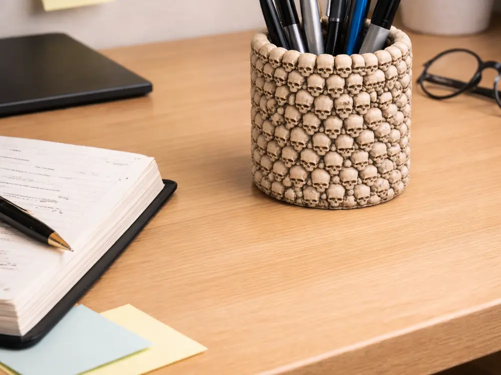 Deadlines Holder – Skull Pen Cup