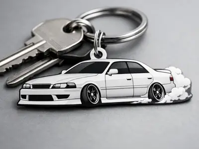 Schlüsselanhänger in Form eines Toyota Chaser JZX100 am Driften